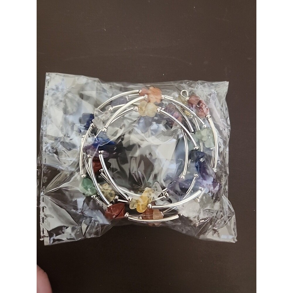 Handcrafted Stone Wrapped Bracelet White or Multi-Color New - Picture 3 of 4